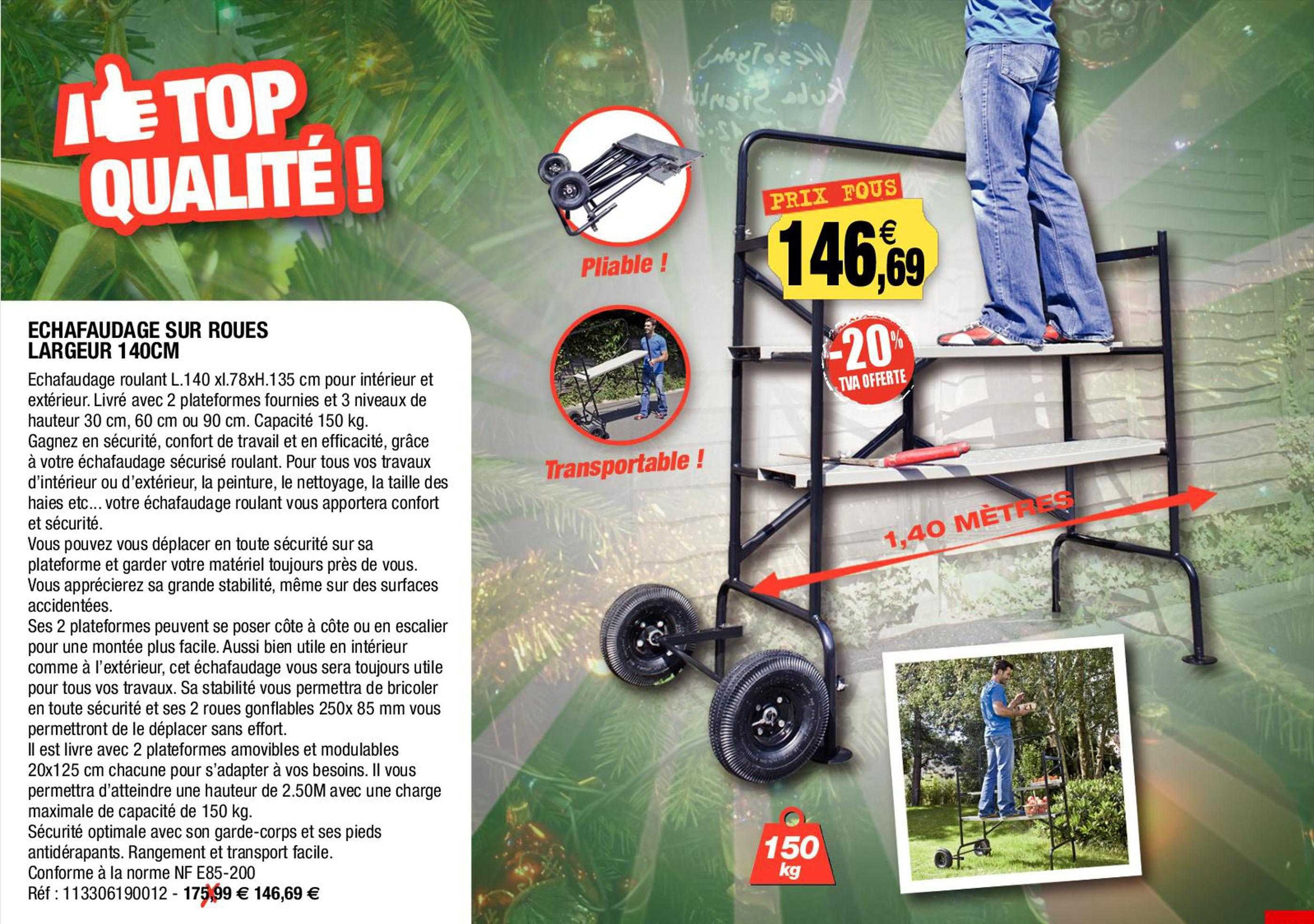 echafaudage sur roues largeur 140cm