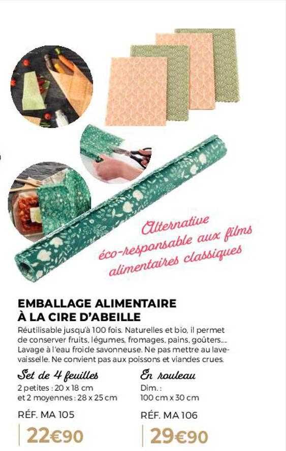 emballage alimentaire à la cire d'abeille