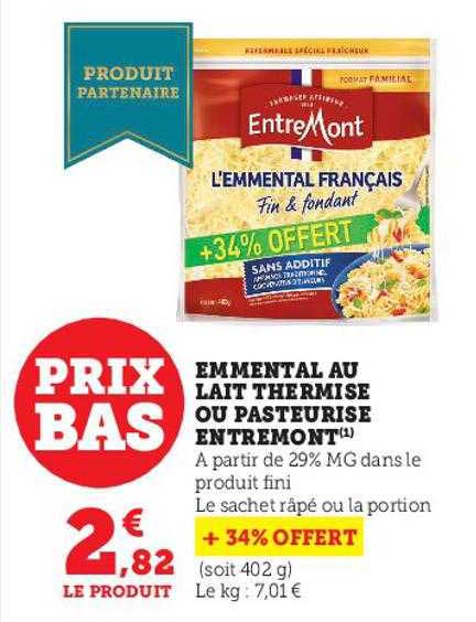 Emmental Au Lait Thermisé Ou Pasteurisé Entremont