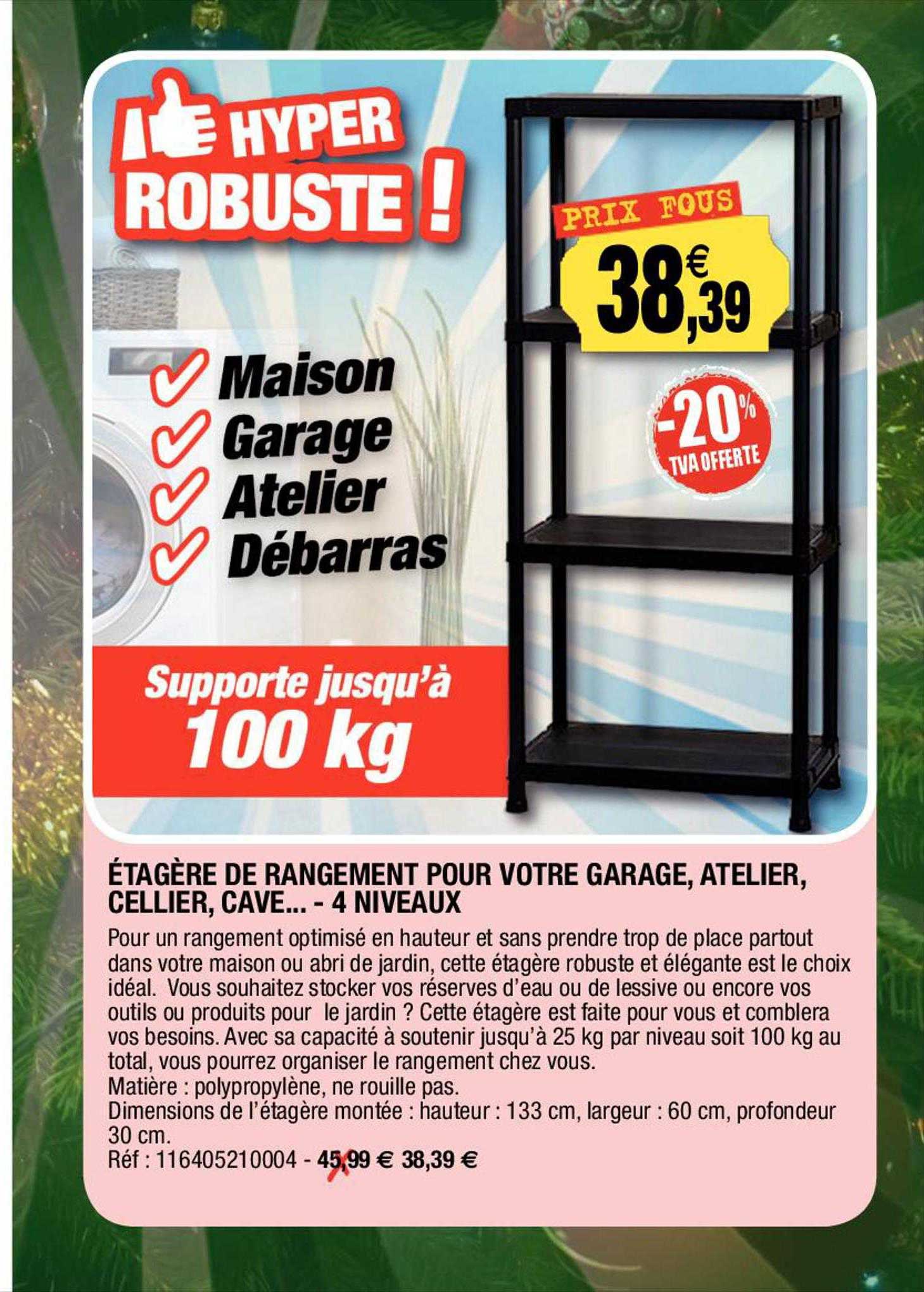 étagère de rangement pour votre garage, atelier, cellier, cave...- 4 niveaux