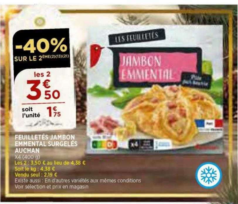 Feuilletés Jambon Emmental Surgelés Auchan