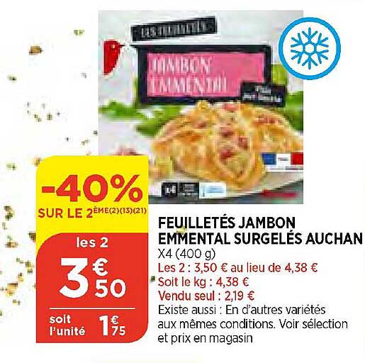 Feuilletés Jambon Emmental Surgelés Auchan