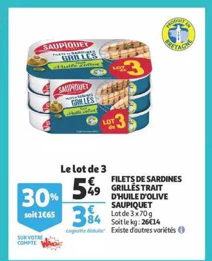 filets de sardines grillés trait d'huile d'olive saupiquet