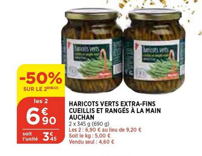 haricots verts extra-fins cueillis et rangés à la main auchan