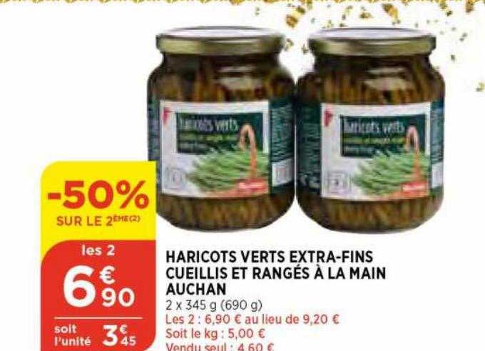 haricots verts extra-fins cueillis et rangés à la main auchan