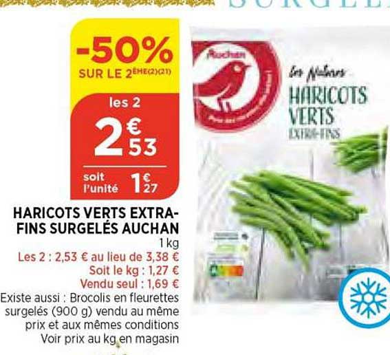 haricots verts extra-fins surgelés auchan
