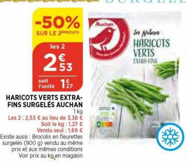haricots verts extra-fins surgelés auchan