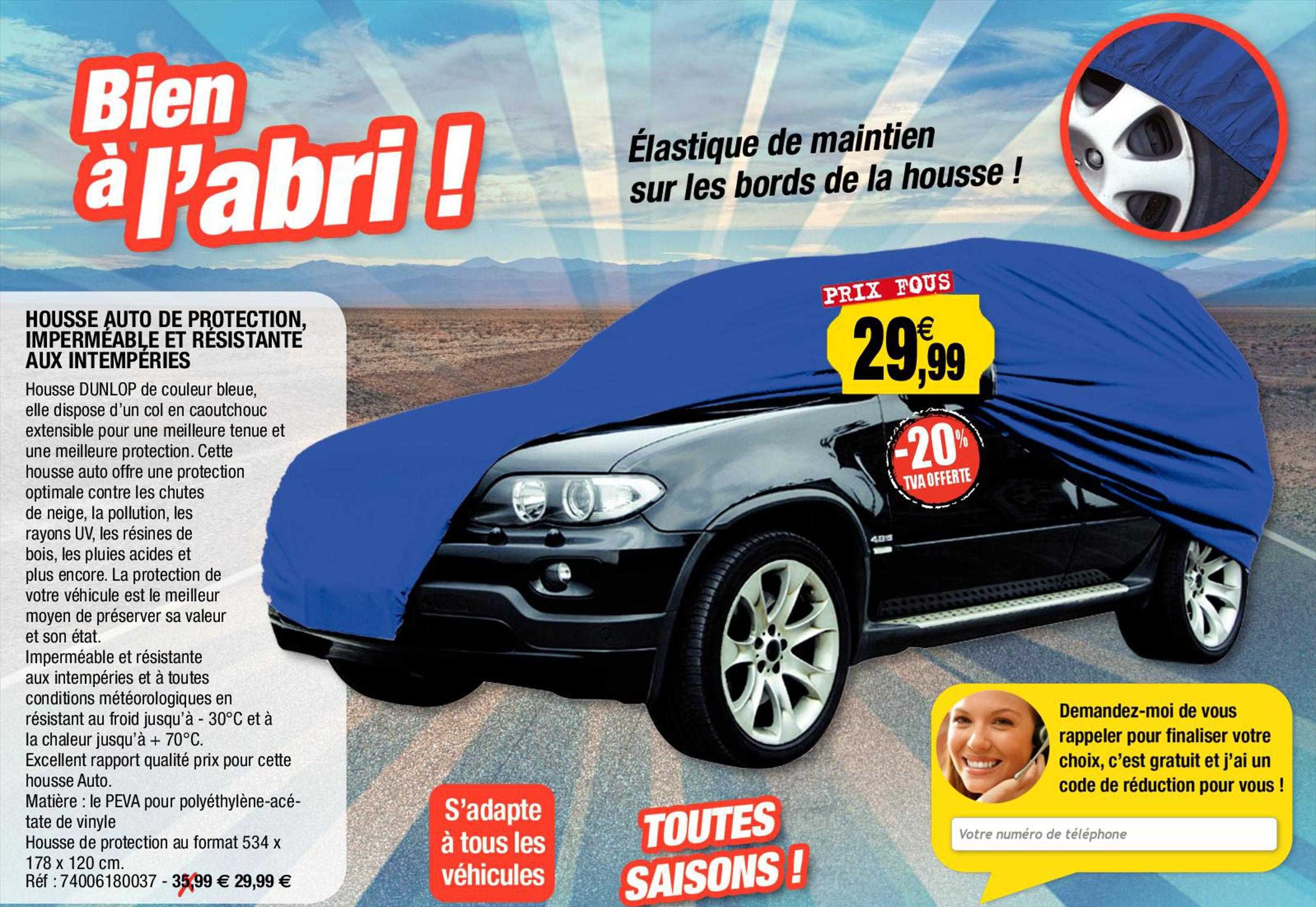 housse auto de protection, imperméable et résistante aux intempéries