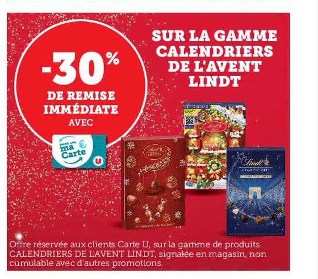 la gamme calendriers de l'avent lindt
