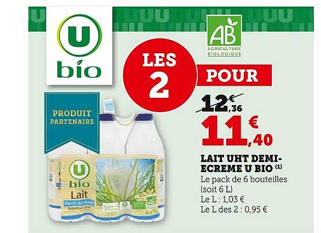 lait uht demi-écrémé u bio