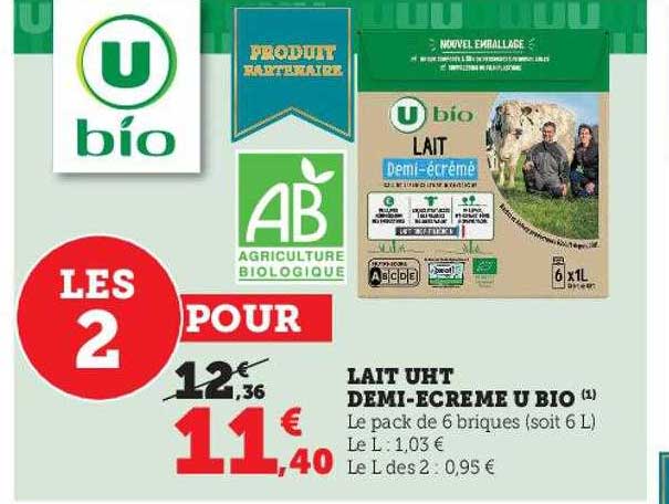 Lait Uht Demi-écrémé U Bio