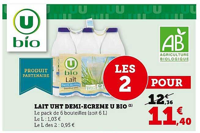 Lait Uht Demi-écrémé U Bio