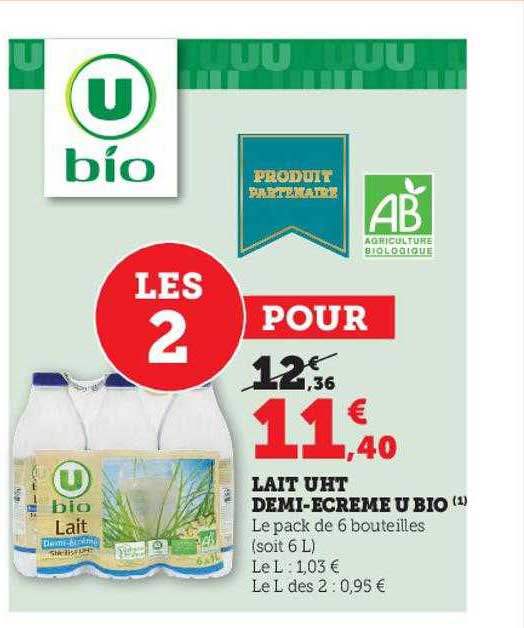 lait uht demi-écrémé u bio