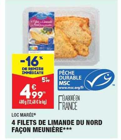 loc marée 4 filets de limande du nord façon meunière