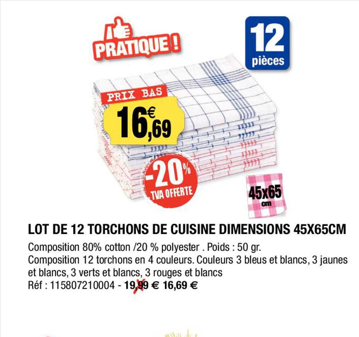 Lot De 12 Torchons De Cuisines Dimensions 45 X 65 Cm