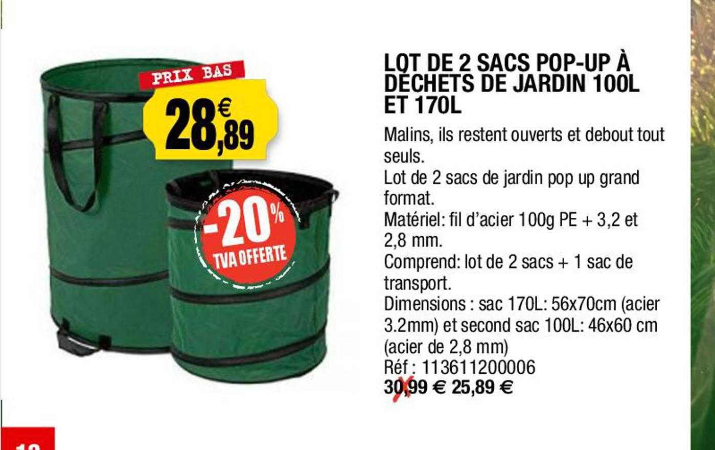 lot de 2 sacs pop-up à déchets de jardin