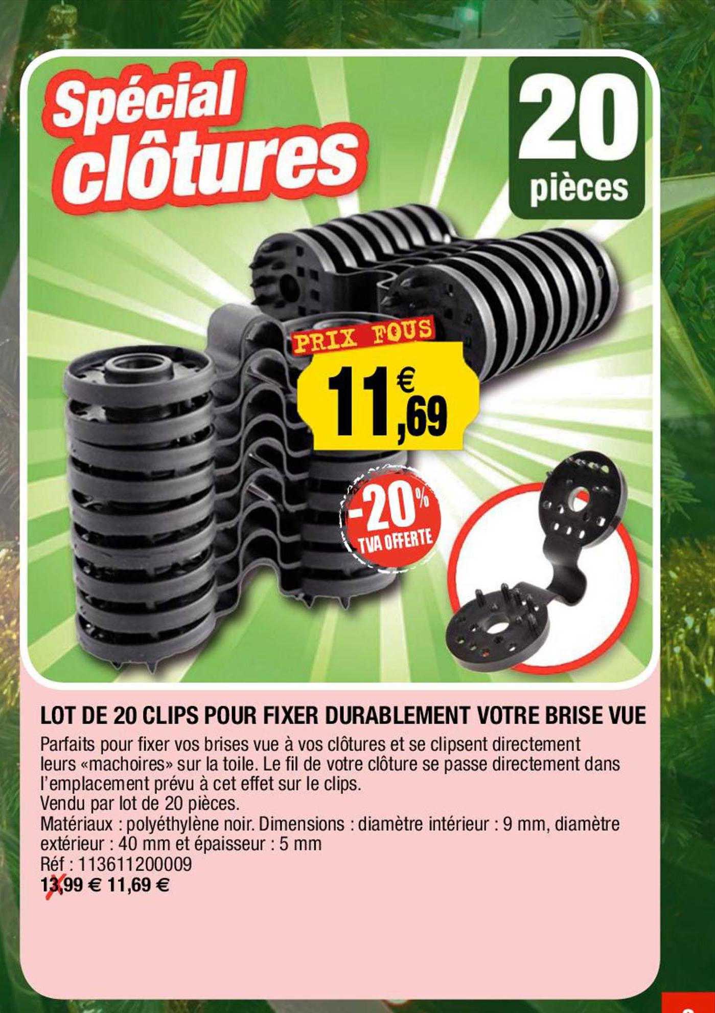 lot de 20 clips pour fixer durablement votre brise vue