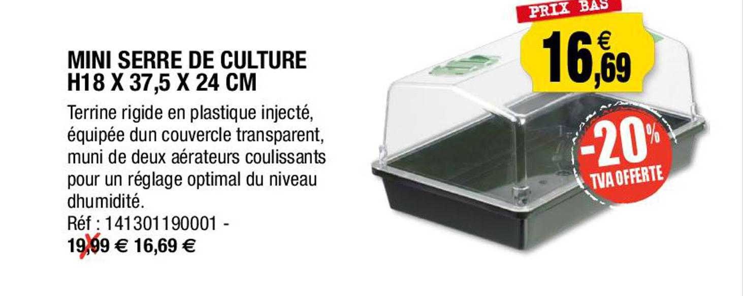 mini serre de culture h18 x 37,5 x 24 cm