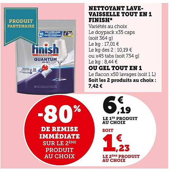 nettoyant lave-vaisselle tout en 1 finish ou gel tout en 1