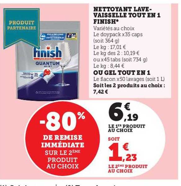 nettoyant lave-vaisselle tout en 1 finish ou gel tout en 1