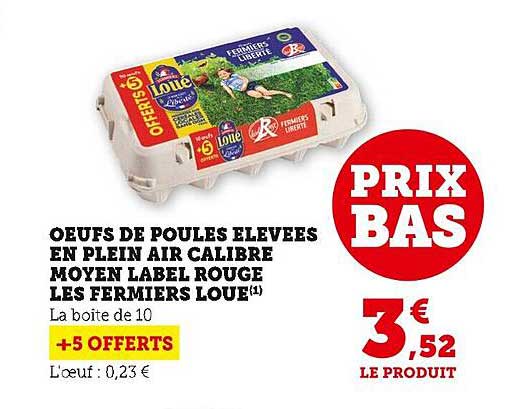 œufs de poules élevées en plein air calibre moyen label rouge les fermiers loué