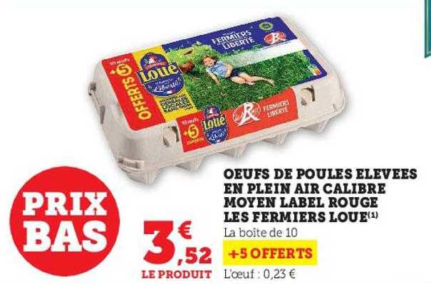 œufs de poules élevées en plein air calibre moyen label rouge les fermiers loué