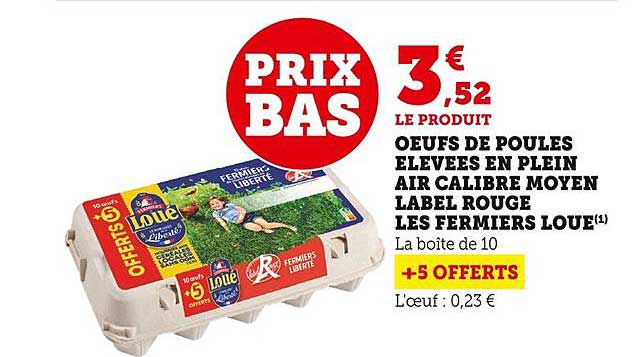 œufs de poules élevées en plein air calibre moyen label rouge les fermiers loué