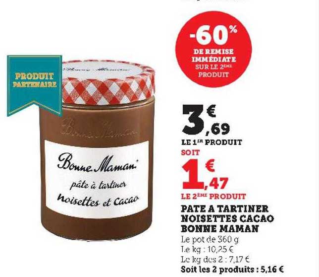 pâte à tartiner noisettes cacao bonne maman