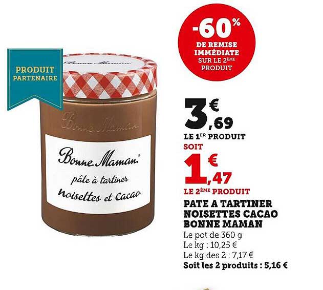 pâte à tartiner noisettes cacao bonne maman