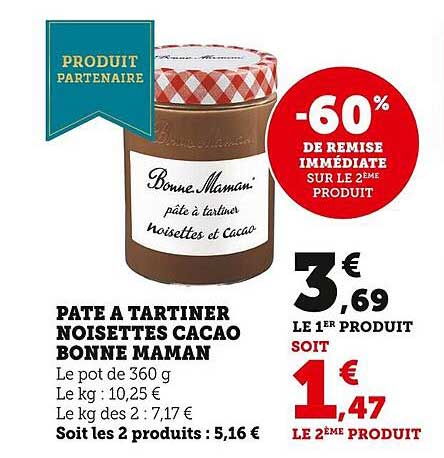 pâte à tartiner noisettes cacao bonne maman