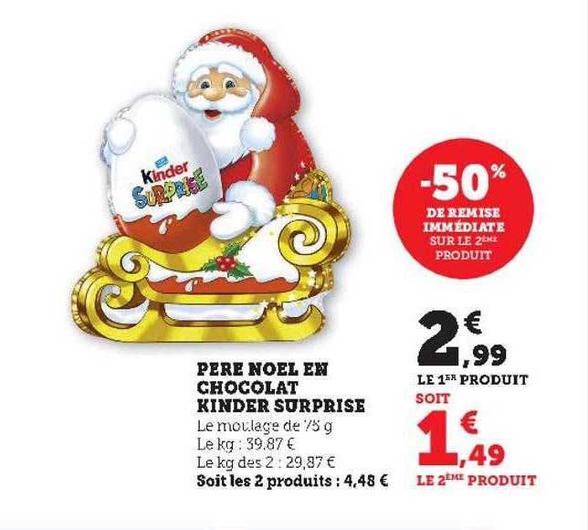 père noël en chocolat kinder surprise