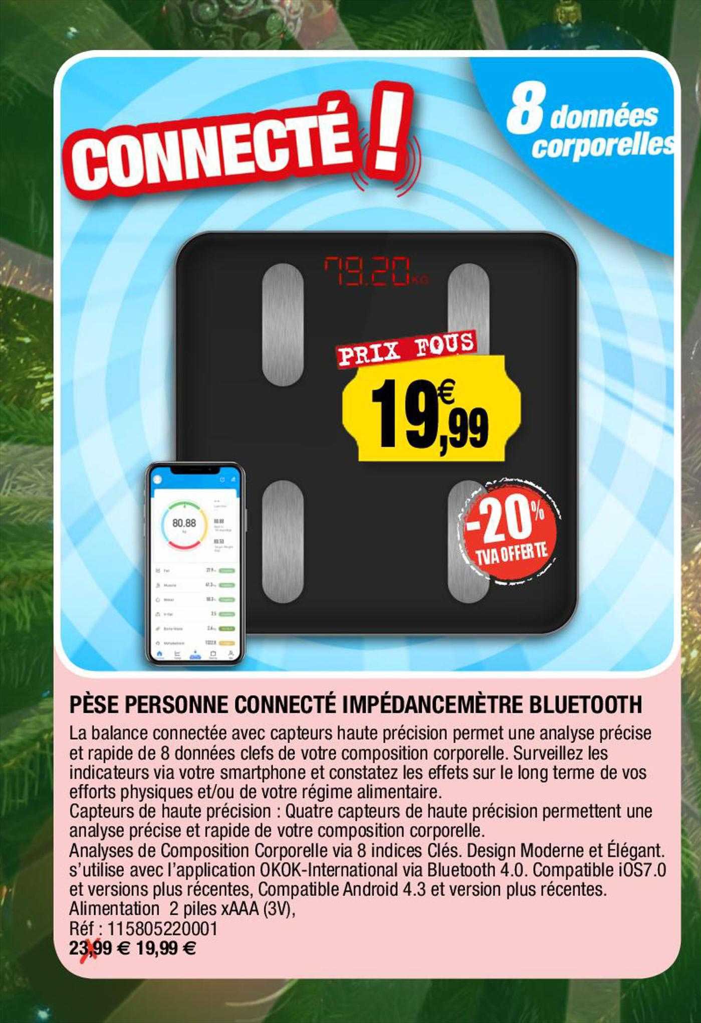 pèse personne connecté impédancemètre bluetooth