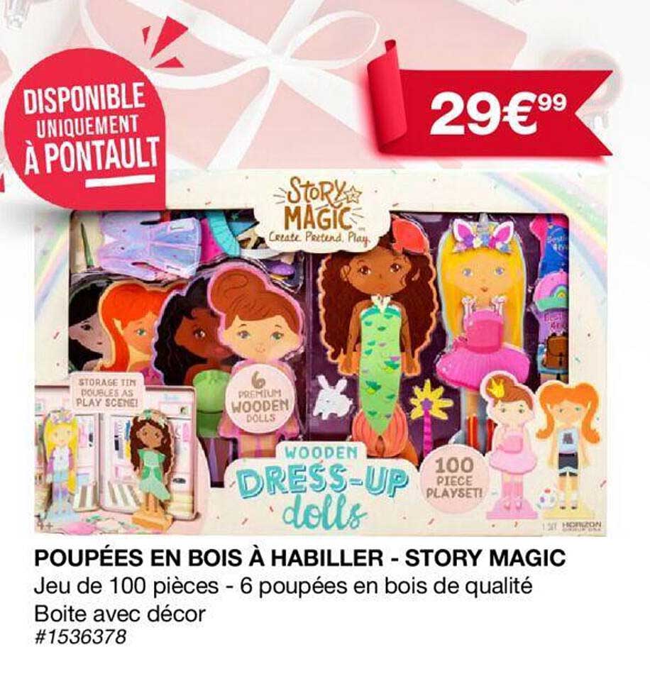 poupées en bois à habiller - story magic
