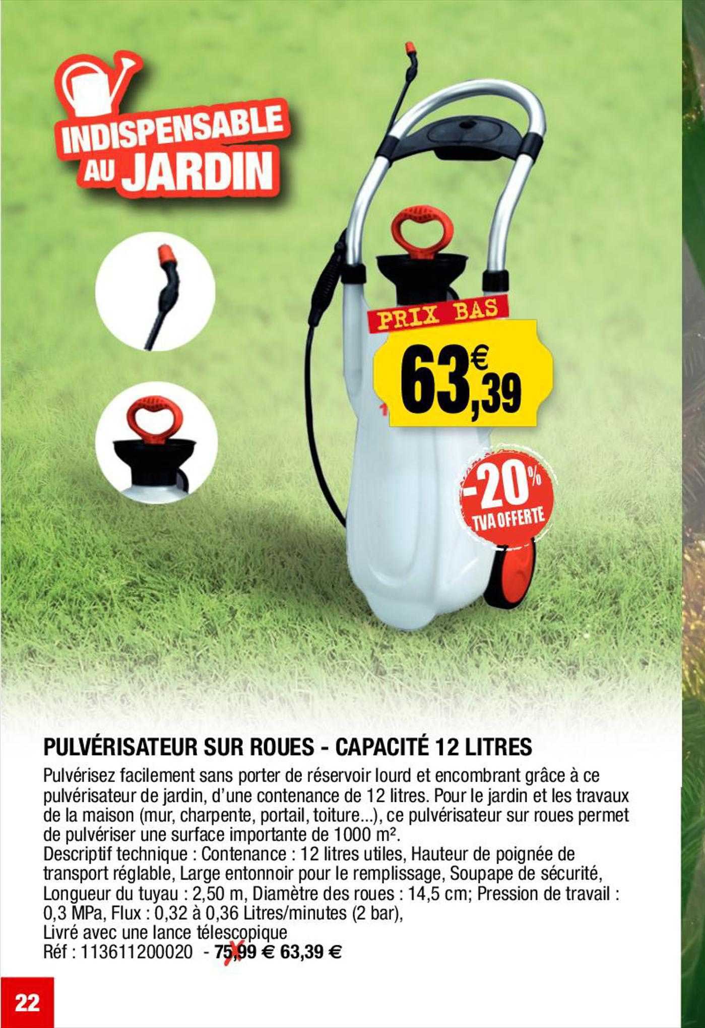pulvérisateur sur roues - capacité 12 litres