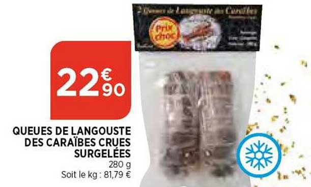 queues de langouste des caraïbes crues surgelées