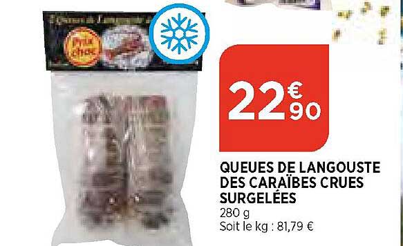 Queues De Langouste Des Caraïbes Crues Surgelées