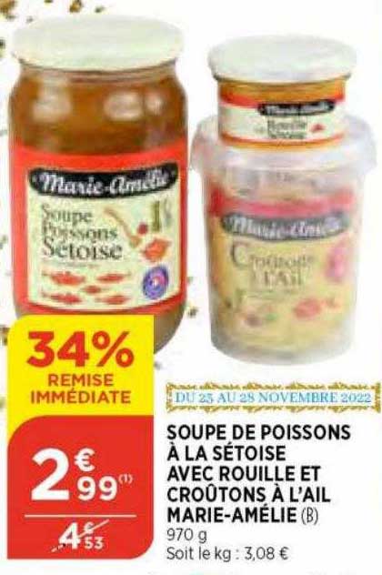 soupe de poissons à la sétoise avec rouille et croûtons à l'ail marie-amélie