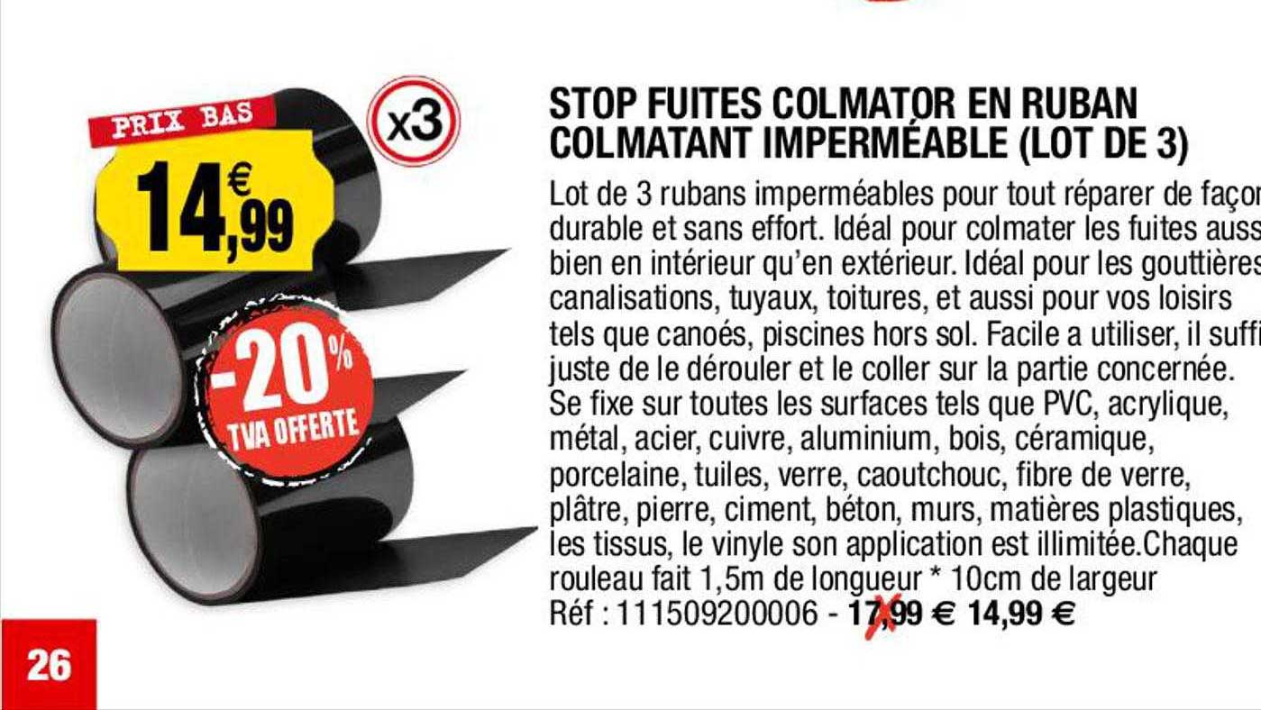 stop fuites colmator en ruban colmatant imperméable ( lot de 3)