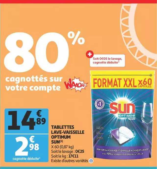 tablettes lave-vaisselle optimum sun