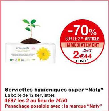 -70% Sur Le 2ème Article Serviettes Hygiénique Super "naty"