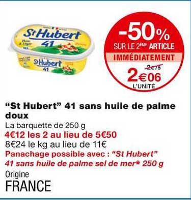 "st hubert" 41 sans huile de palme doux