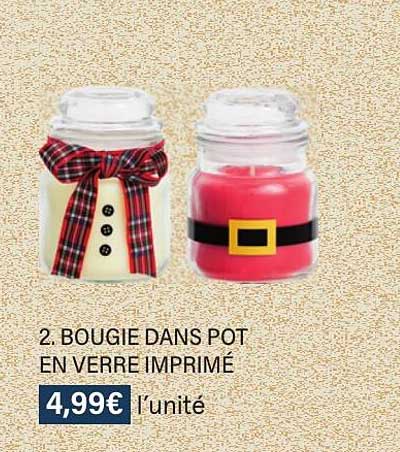 2. bougie dans pot en verre imprimé