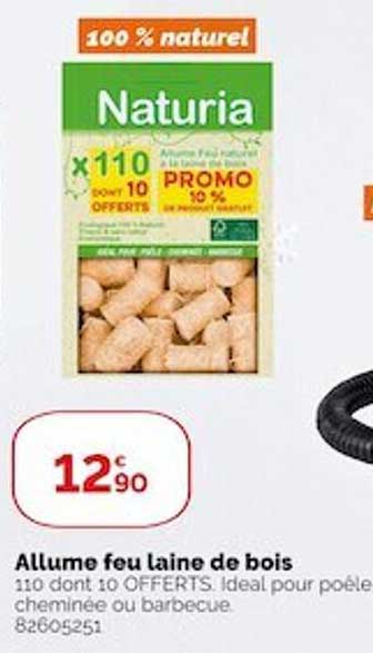 allume feu laine de bois naturia