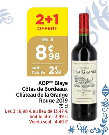 aop blaye côtes de bordeaux château de la grange rouge 2019