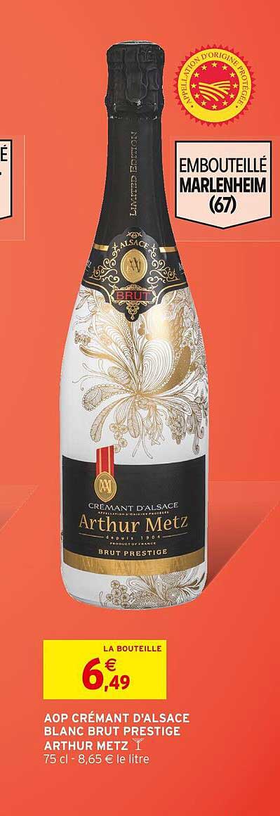 aop crémant d'alsace blanc brut prestige arthur metz