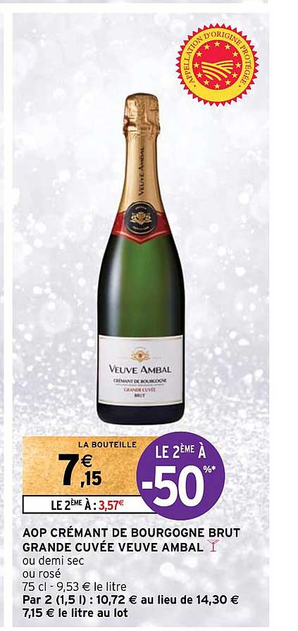 aop crémant de bourgogne brut grand cuvée veuve ambal le 2ème à -50%