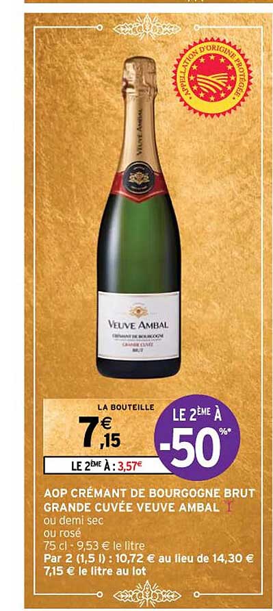 aop crémant  de bourgogne  brut  grande cuvée veuve ambal