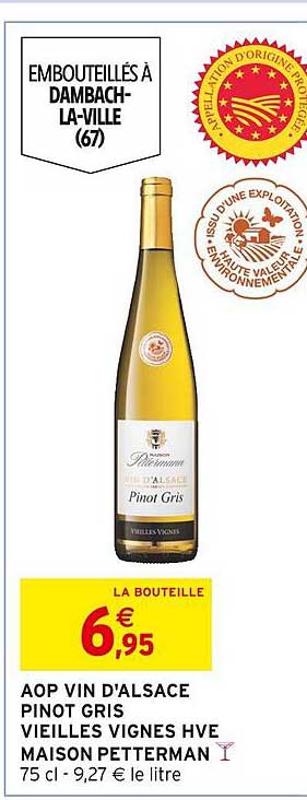 aop vin d'alsace pinot gris vieilles vignes hve maison petterman