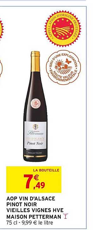 Aop Vin D'alsace Pinot Noir Vieilles Vignes Hve Maison Petterman