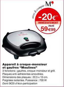 appareil à croque-monsieur et gaufres "moulinex"